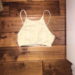 Cream colored high neck bikini top